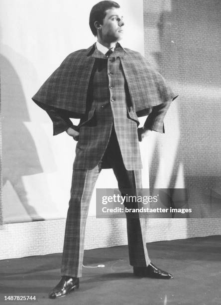 International men's and boys'fashion by Brain Howard at IMBEX 68 in Earls Court London. 26 February 1968.