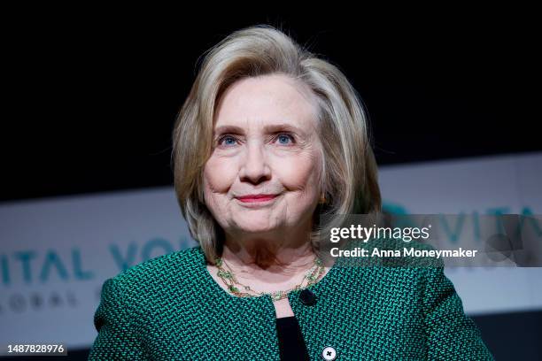 Former Secretary of State Hillary Rodham Clinton speaks during a panel at the Vital Voices Global Festival on May 05, 2023 in Washington, DC. Vital...