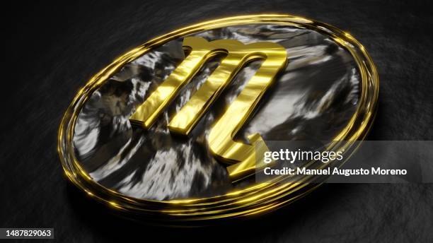 scorpio astrology sign (generic coin) - gold star chart stock pictures, royalty-free photos & images