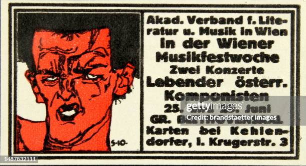 Poster stamp 'Academic Association for Literature and Music in Vienna [ Akademischer Verband für Literatur und Musik in Wien ], Two concerts by...