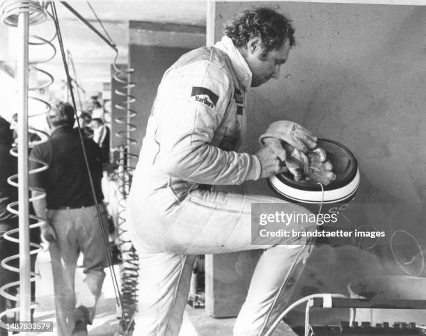 German racing driver Jochen Mass after training for Austrian Grand Prix. Austria Ring . Spielberg . 16 August 1980.