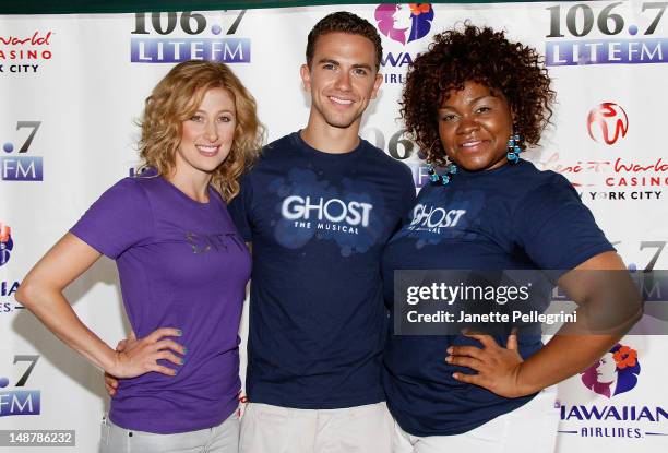 Caissie Levy, Richard Fleeshman and Da'Vine Joy Randolph from the cast of Ghost attend 106.7 Lite FM Presents Broadway in Bryant Park on July 19,...