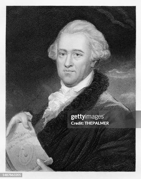 william herschel - british astronomer - engraving 1884 - william herschel stock illustrations