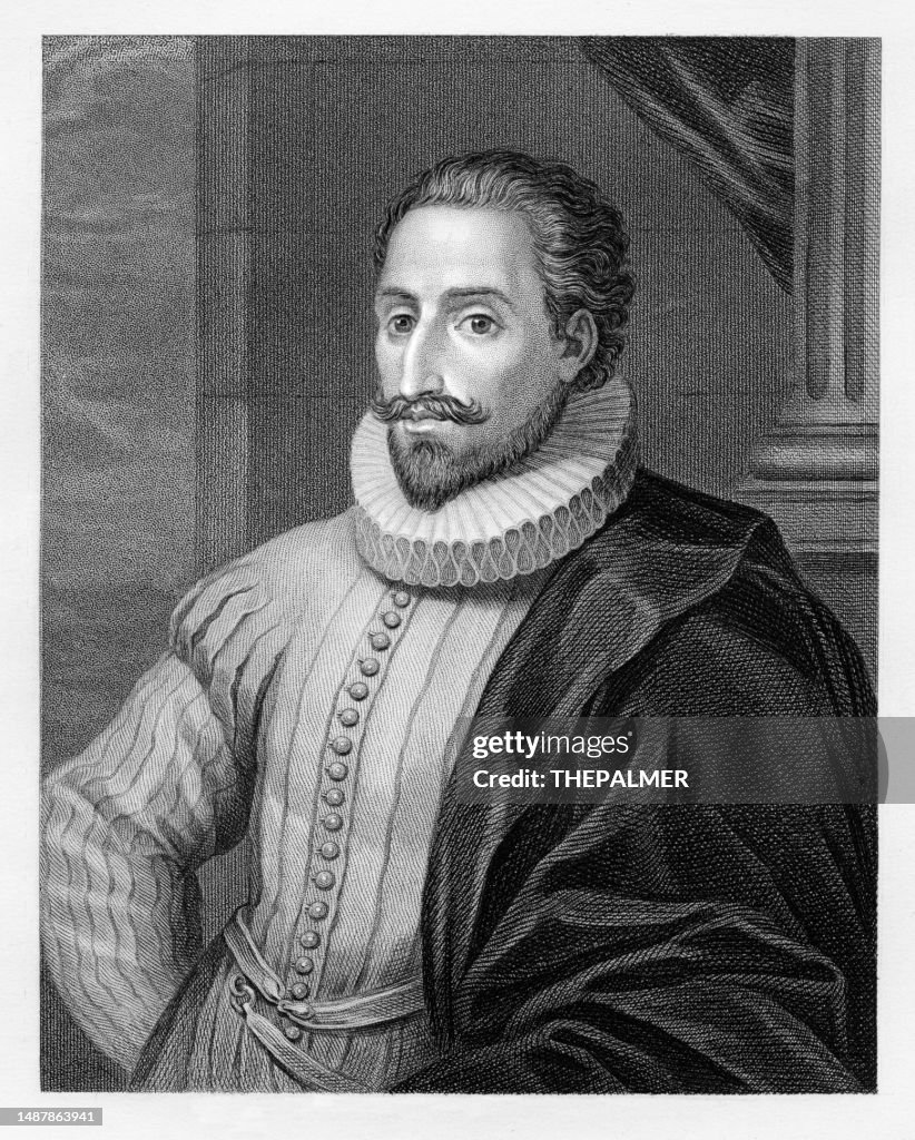 Miguel de Cervantes - spanischer Schriftsteller - Kupferstich 1884