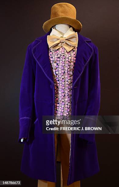 Gene Wilder's Willy Wonka signature costume from the film "Willy Wonka and the Chocolate Factory" on display at Profiles In History in Calabasas,...