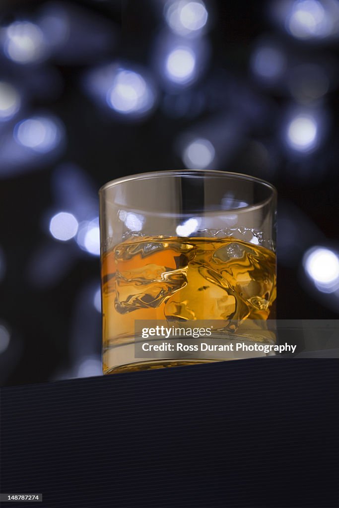 Whiskey, bourbon, or scotch on the rocks