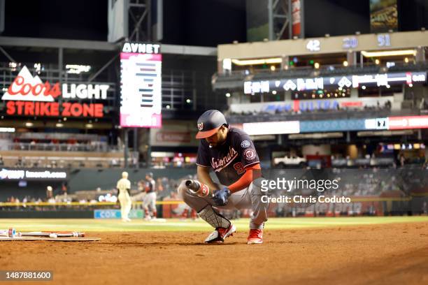 Jeimer Candelario of the Washington Nationals prepares to bat against the Arizona Diamondbacks during the sixth inning at Chase Field on May 05, 2023...