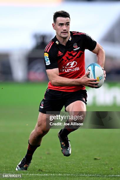 Will Jordan of the Crusaders charges forward during the round 11 Super Rugby Pacific match between Crusaders and Western Force at Orangetheory...