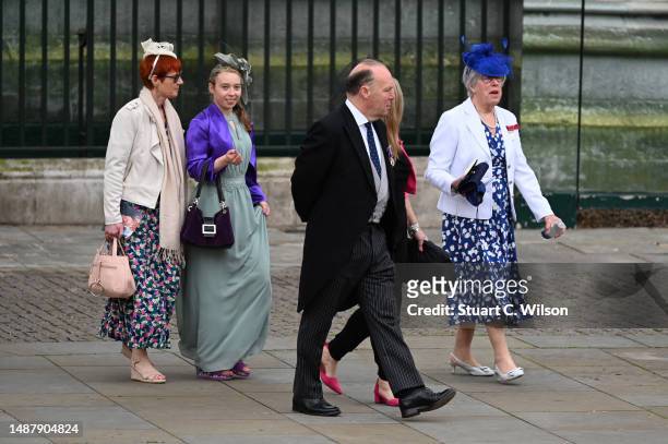 Guests begin to arrive in Parliament Square ahead of the Coronation of King Charles III and Queen Camilla on May 06, 2023 in London, England. The...