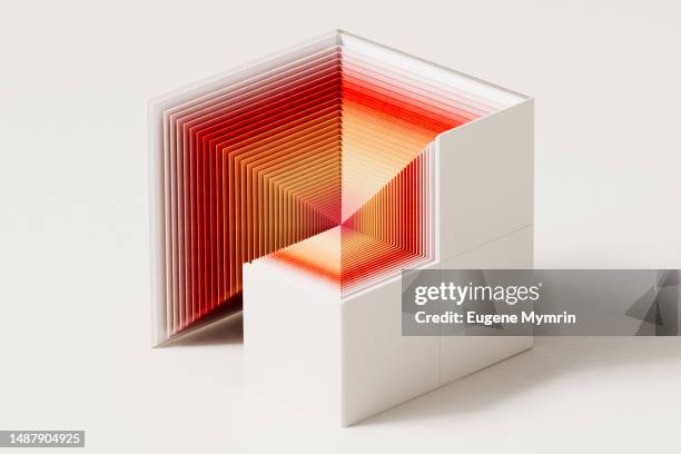 abstract data cubes connection - artificial intelligence white background stock-fotos und bilder