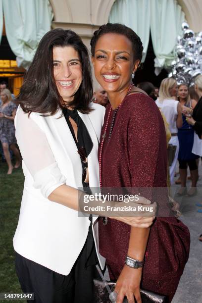 Dorothee Schumacher and Dennenesch Zoude attend the Schumacher Store Opening on July 19, 2012 in Munich , Germany.