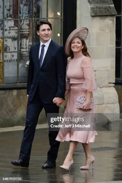 Justin Trudeau, Prime Minister of Canada and Sophie Grégoire Trudeau attend the Coronation of King Charles III and Queen Camilla on May 06, 2023 in...