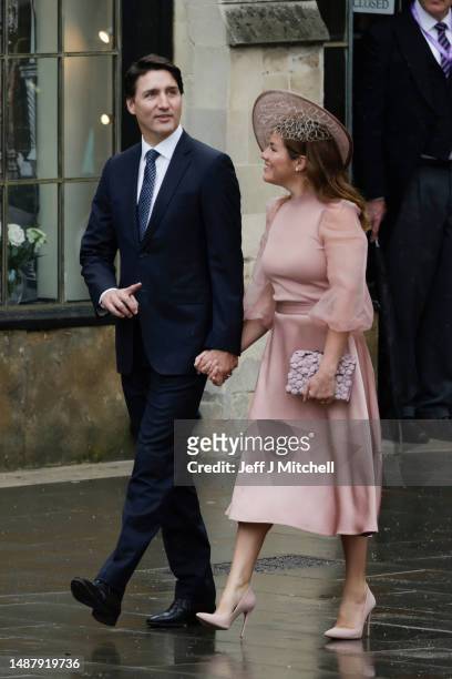 Justin Trudeau, Prime Minister of Canada and Sophie Grégoire Trudeau attend the Coronation of King Charles III and Queen Camilla on May 06, 2023 in...