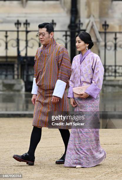 King Jigme Khesar Namgyel Wangchuck and Queen Jetsun Pema, Bhutan attend the Coronation of King Charles III and Queen Camilla on May 06, 2023 in...