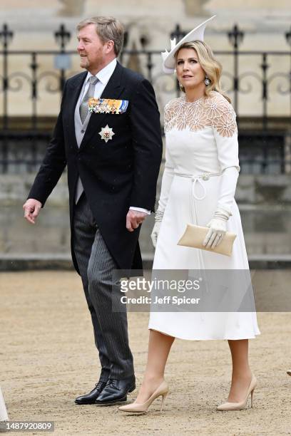 Willem-Alexander of the Netherlands and Queen Máxima of the Netherlands during the Coronation of King Charles III and Queen Camilla on May 06, 2023...