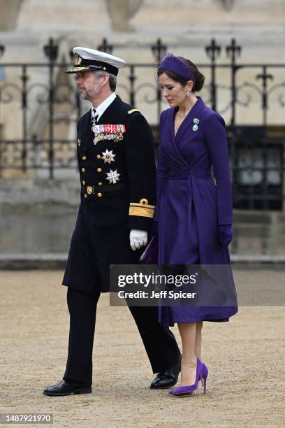 Crown Prince Frederik of Denmark and Mary, Crown Princess of Denmark attend the Coronation of King Charles III and Queen Camilla on May 06, 2023 in...