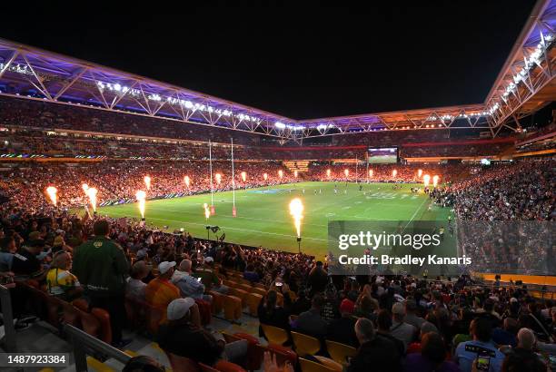 General view of the stadium is seen during the round 10 NRL match between Melbourne Storm and South Sydney Rabbitohs at Suncorp Stadium on May 06,...
