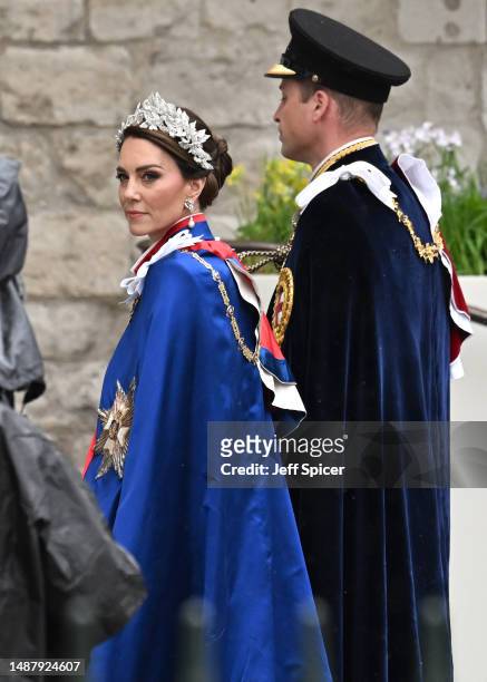 Catherine, Princess of Wales and Prince William, Prince of Wales during the Coronation of King Charles III and Queen Camilla on May 06, 2023 in...
