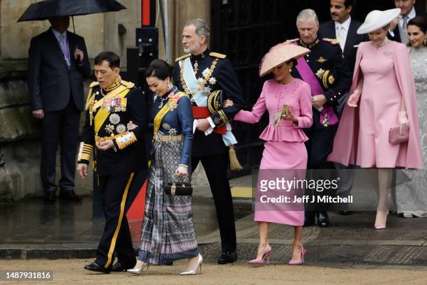 King Vajiralongkorn of Thailand, Queen Suthida of Thailand, Felipe VI of Spain, Queen Letizia of Spain, Philippe of Belgium, Tamim bin Hamad Al...