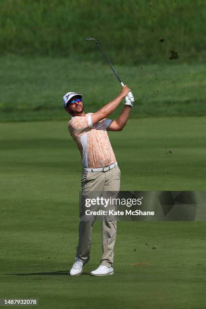John Catlin of The United States plays their second shot on the 6th hole during Day Three of the DS Automobiles Italian Open at Marco Simone Golf...