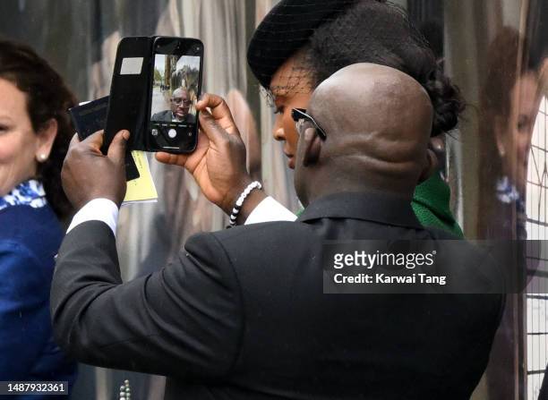Edward Enninful arrives at Westminster Abbey for the Coronation of King Charles III and Queen Camilla on May 06, 2023 in London, England. The...