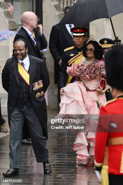 Mswati III, King of Eswatini attends the Coronation of King Charles III and Queen Camilla on May 06, 2023 in London, England. The Coronation of...