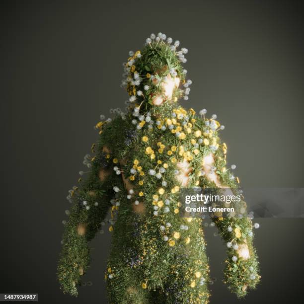 human body made out of grass and flowers - wildlife reserve stock pictures, royalty-free photos & images