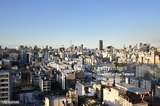 view over buenos aires at sunset - buenos aires skyline stock pictures, royalty-free photos & images