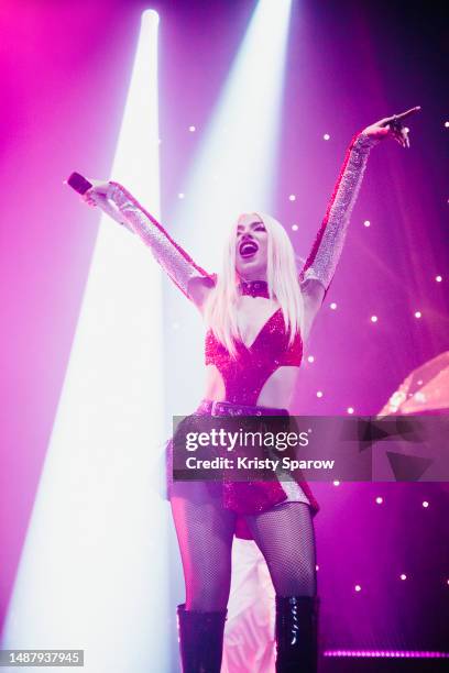 Ava Max performs onstage at L'Olympia on April 25, 2023 in Paris, France.