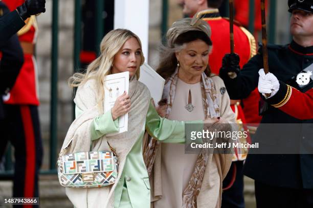 Ayesha Shand and guest depart the Coronation of King Charles III and Queen Camilla on May 06, 2023 in London, England. The Coronation of Charles III...