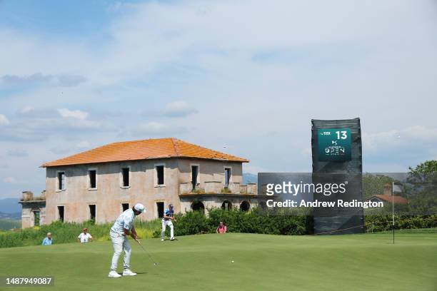 Romain Langasque of France putts on the 13th green during Day Three of the DS Automobiles Italian Open at Marco Simone Golf Club on May 06, 2023 in...