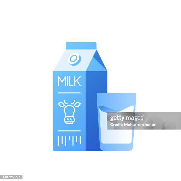 vector illustration of a glass of milk and a milk carton. - milk pack 幅插畫檔、美工圖案、卡通及圖標