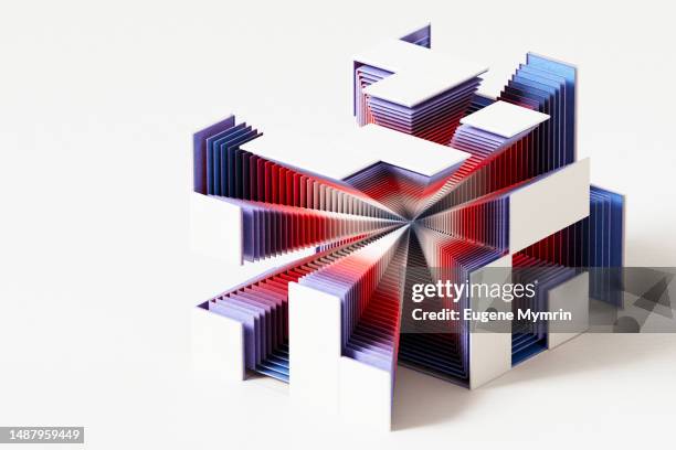 abstract data cubes connection - cloud computing white background stock pictures, royalty-free photos & images