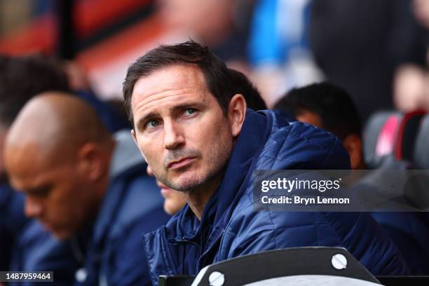 Frank Lampard, Caretaker Manager of Chelsea, looks on during the Premier League match between AFC Bournemouth and Chelsea FC at Vitality Stadium on...