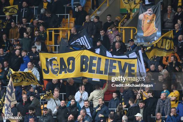 Wolverhampton Wanderers fans show a banner reading "Joao believe" prior to the Premier League match between Wolverhampton Wanderers and Aston Villa...