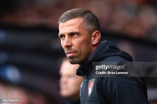 Gary O'Neil, Manager of AFC Bournemouth, looks on during the Premier League match between AFC Bournemouth and Chelsea FC at Vitality Stadium on May...