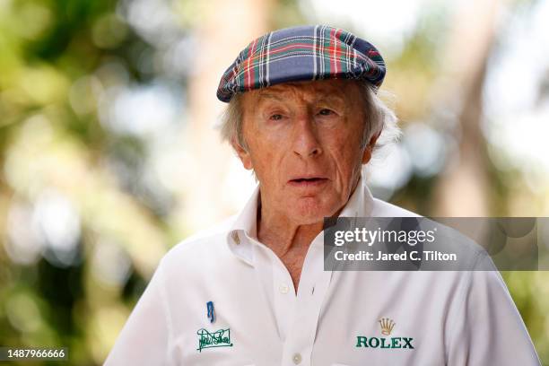 Sir Jackie Stewart walks in the Paddock prior to final practice ahead of the F1 Grand Prix of Miami at Miami International Autodrome on May 06, 2023...