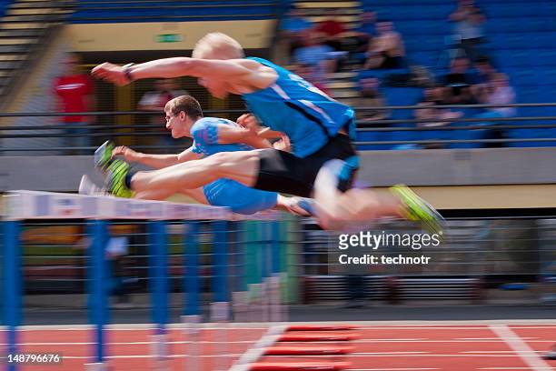 hurdle race 110 m - hurdle stock pictures, royalty-free photos & images