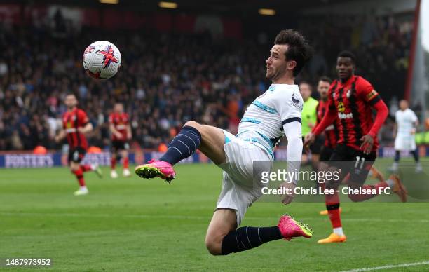 Ben Chilwell of Chelsea controls the ball during the Premier League match between AFC Bournemouth and Chelsea FC at Vitality Stadium on May 06, 2023...
