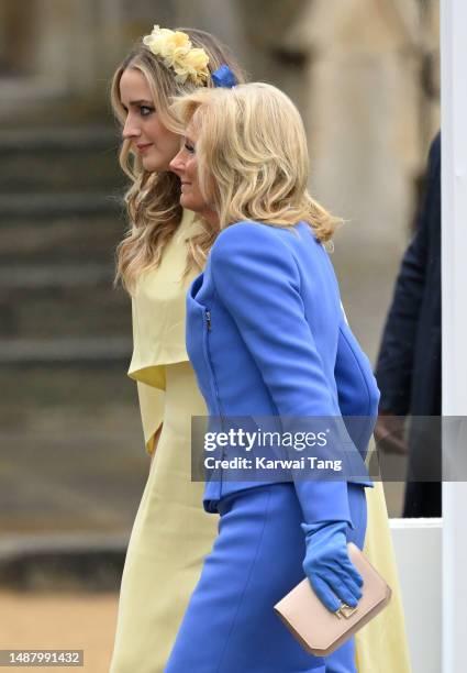 First lady Jill Biden and her granddaughter Finnegan Biden arrive at Westminster Abbey ahead of the Coronation of King Charles III and Queen Camilla...