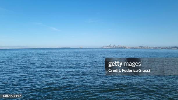 view of san francisco skyline from sausalito, california - san francisco bay stock pictures, royalty-free photos & images