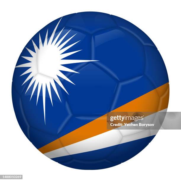 football or soccer ball with marshall islands flag icon for championship - marshall islands imagens e fotografias de stock