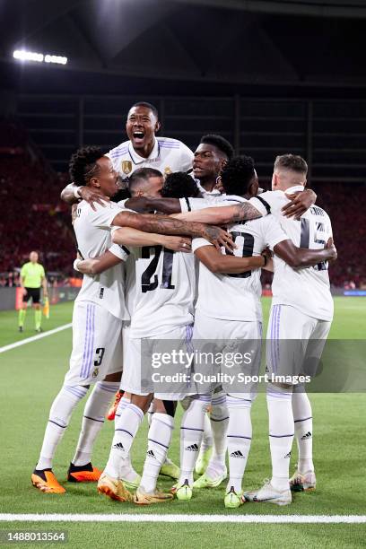 Rodrygo Silva De Goes of Real Madrid celebrates after scoring his team's first goal during the Copa del Rey Final match between Real Madrid CF and CA...