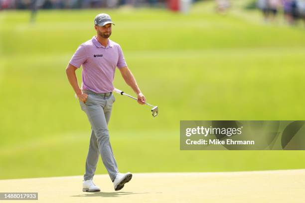 Wyndham Clark of the United States walks on the 13th green during the third round of the Wells Fargo Championship at Quail Hollow Country Club on May...