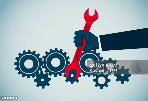 mechanical maintenance - tighten stock illustrations