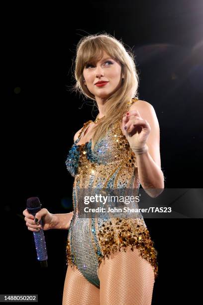 Taylor Swift performs onstage during night two of Taylor Swift | The Eras Tour at Nissan Stadium on May 06, 2023 in Nashville, Tennessee.