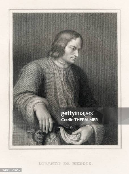 lorenzo de' medici, italian statesman steel engraving  1833 - lorenzo il magnifico stock illustrations