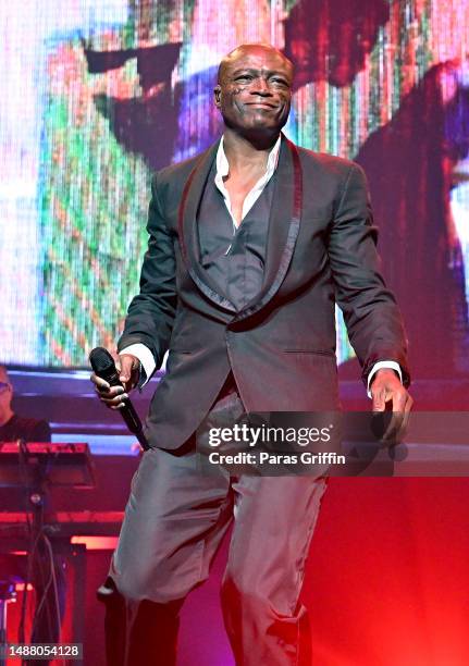 Singer Seal performs in concert during his "30th Anniversary" tour on May 06, 2023 in Atlanta, Georgia.