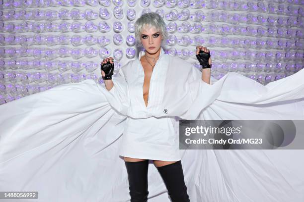 Cara Delevingne attends The 2023 Met Gala Celebrating "Karl Lagerfeld: A Line Of Beauty" at The Metropolitan Museum of Art on May 01, 2023 in New...