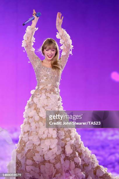 Taylor Swift performs onstage during night two of Taylor Swift | The Eras Tour at Nissan Stadium on May 06, 2023 in Nashville, Tennessee.